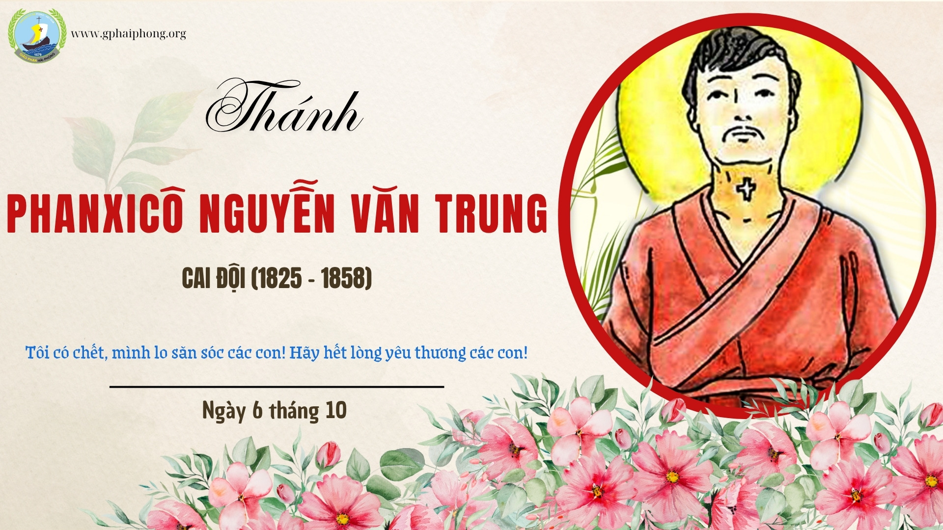 Thánh Phanxicô Nguyễn Văn Trung, tử đạo ngày 06 tháng 10 năm 1858